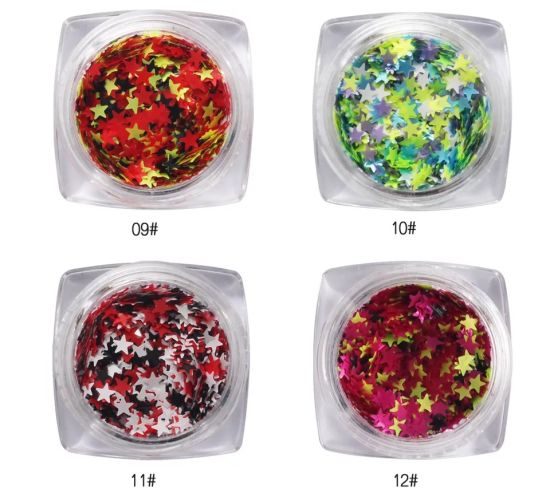 Mixed Colors Star Heart Shape Glitter for Nail Tips Decoration