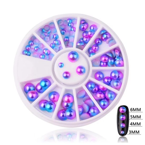 3D Multi-Size Semi-Circle Mermaid Pearls Beads for Nail Art Manicure