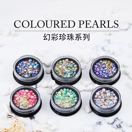Mixed Colorful Pearl Beads and Diamod for Nail Art Decoration