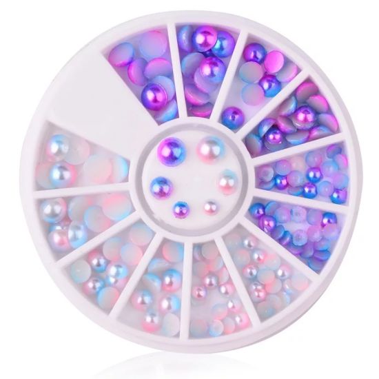 3D Multi-Size Semi-Circle Mermaid Pearls Beads for Nail Art Manicure